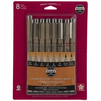 New π Black Archival Ink Pens - 8 Piece Set π 1 New π Black Archival Ink Pens - 8 Piece Set π