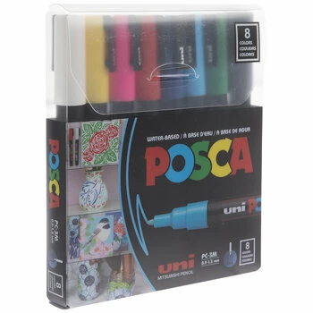 New π Basic Color Posca PC-3M Paint Markers - 8 Piece Set π 1 New π Basic Color Posca PC-3M Paint Markers - 8 Piece Set π