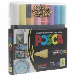 Outlet 🔥 Soft Color Posca PC-5M Paint Markers - 8 Piece Set 🔔